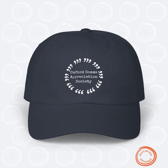 Discover Embroidered *Oxford Comma Appreciation Society* Baseball Cap, Reading Humor Hat