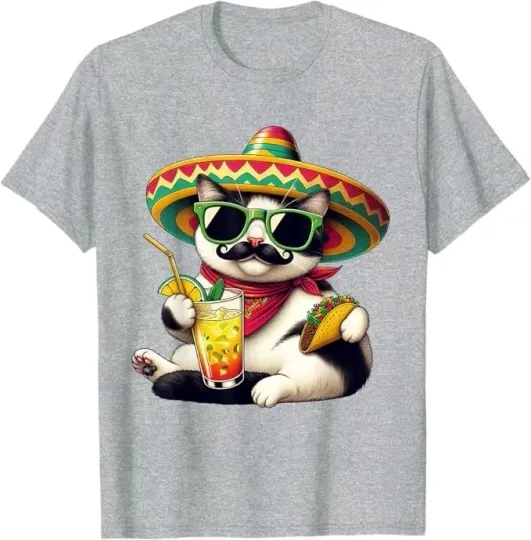 Discover Cinco de Mayo Cat Tee Funny Taco Fiesta Humor Design Unisex T-shirt