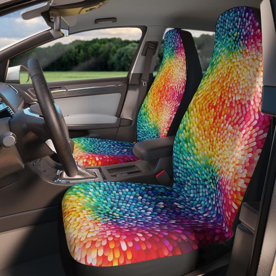 Discover Vibrant Rainbow Car Seat Covers, Colorful Auto Interior Decor, Bohemian Car Accessories, Gift for Road Trip Lovers, Unique Car Gift, [...]
