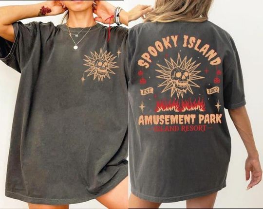 Discover Comfort Colors Spooky Island Tee, Retro Halloween Movie Shirt, Disco Skull T-Shirt