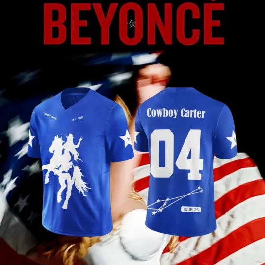Discover Cowboy Carter Tour 2025 Beyonce Merch Jersey BLUE