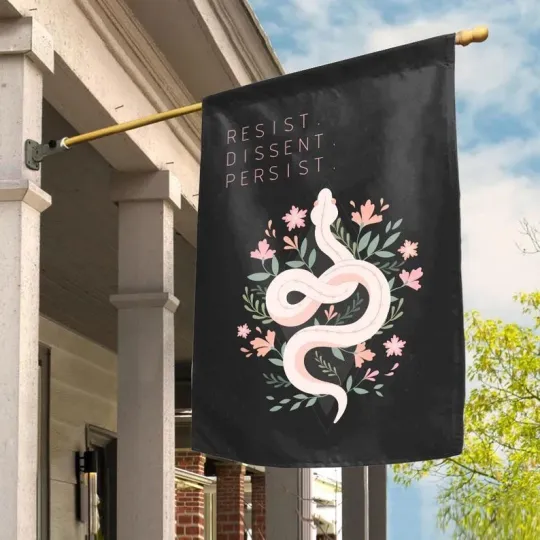 Discover Floral Snake Resist Dissent Persist Anti Maga Impeach Trump Democrat Gift Flag