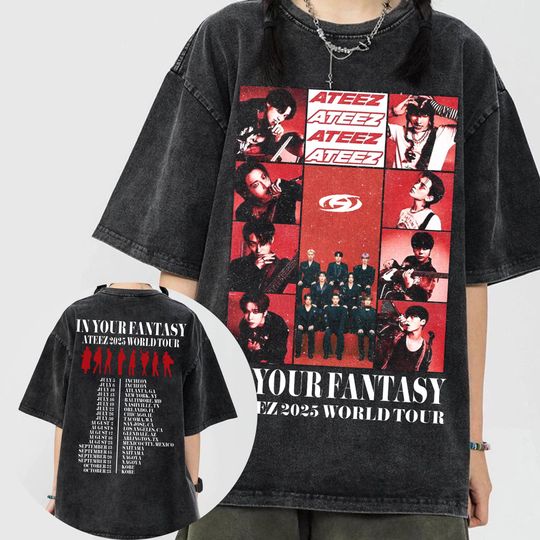 Discover Ateez Retro In Your Fantasy Era Tour 2025 Mineral Wash Shirt, Ateez Shirt