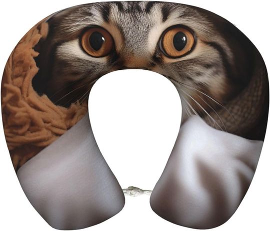 Discover Cat Under Blanket U-Shaped Travel Neck Pillows, Travel Accessories
