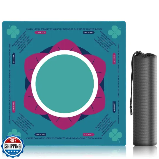Discover Mahjong Mat for Table, 32x32 Inch Non-Slip and Noise Reduction Mahjong Table