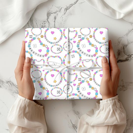Discover Friendship Bracelets Gift Wrap, Matte Finish Wrapping Paper, Best Friends