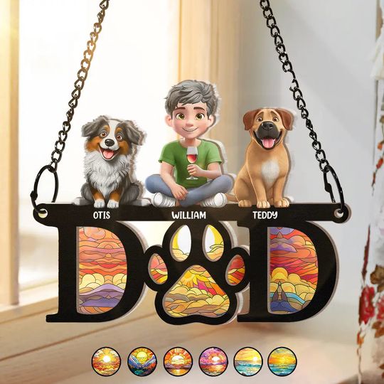 Discover Dog Mom Dog Dad 3D Effect - Personalized Window Hanging Suncatcher Ornament