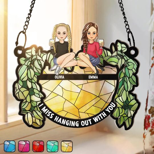 Discover Hanging Out With You - Personalized Window Hanging Suncatcher Ornament