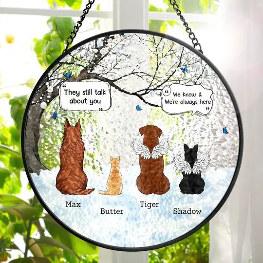Discover They Still Talk About You Memorial - Personalized Stained Glass Window Hanging Suncatcher