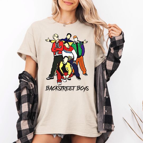 Discover Backstreet Boys Cartoon Shirt, 90s Boy Band Graphic Tee, Minimalist BSB Concert Tee