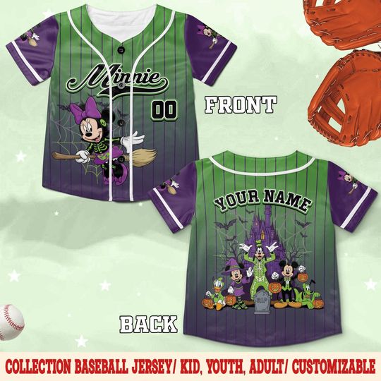 Discover Personalized Disneyyy Mickeyy And Friends Oogiee Boogiee Halloween Baseball Jersey