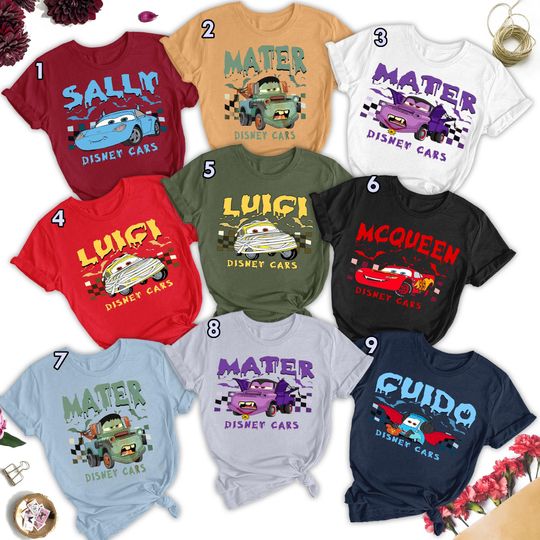 Discover Funny Car Halloween Shirt, Lightning carss And Friend Halloween