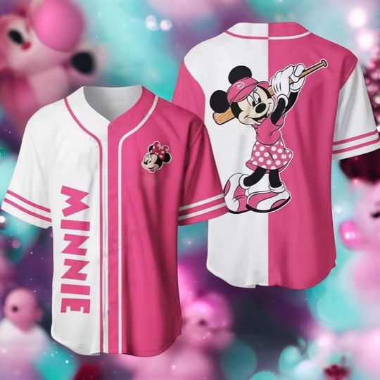 Discover Pink Minniee Mouse Baseball Jersey, Cute Disneyyy Softball Shirt,  Minniee Sports Jersey Top, Disneyyy Park Outfit