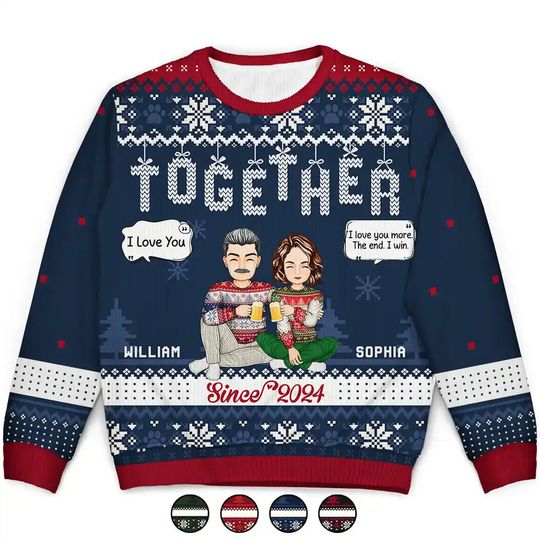 Discover          Christmas Couples Together Since - Personalized Unisex Ugly Sweater       