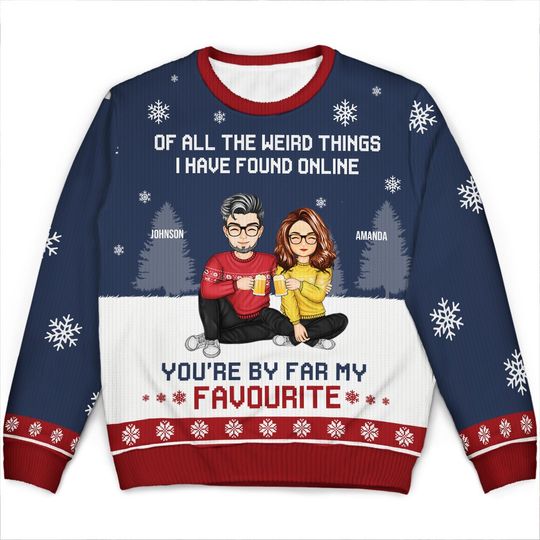 Discover          You Are My Favourite By Far - Gift For Couples - Personalized Unisex Ugly Sweater       