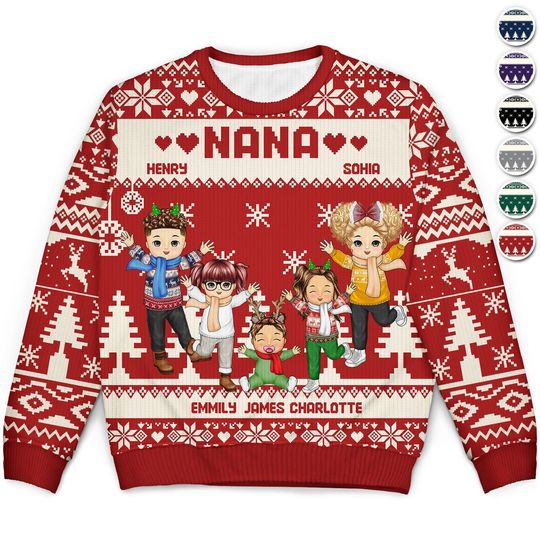 Discover          Nana Papa Daddy Mommy Grandkids - Christmas Gift For Grandparents, Parents- Personalized Unisex Ugly Sweater       