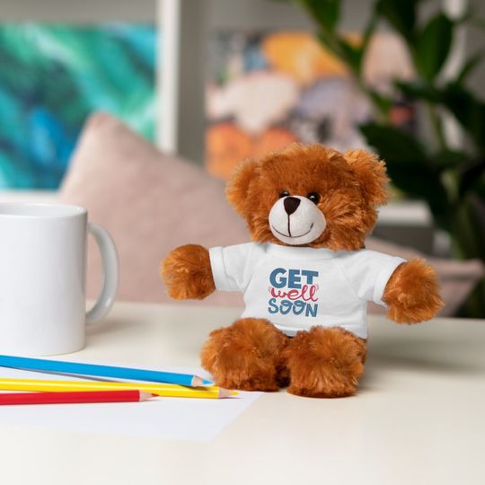 Discover Get Well Soon Stuffed Animal with Message Tee