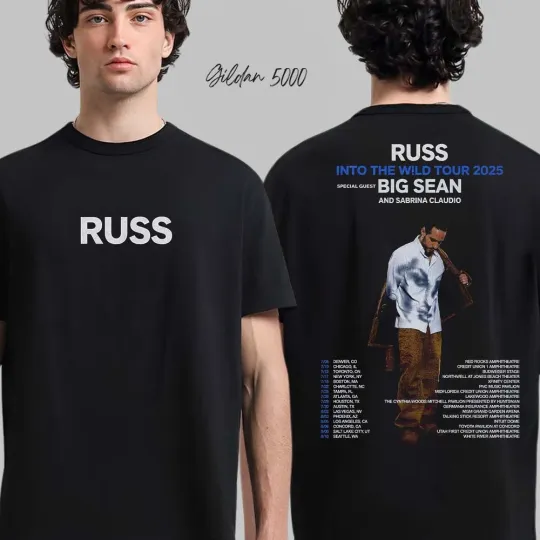 Discover Russ Into The Wild Tour 2025 Tour Dates With Big Sean And Sabrina T-Shirt
