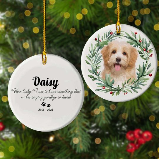 Discover Personalized Pet Memorial Ornament, Custom Pet Photo And Name