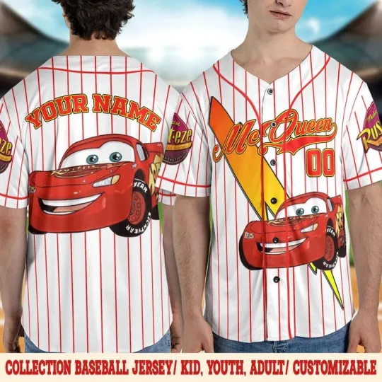 Discover Personalized Lightningg McQueenn Racing carss Piston Cup Baseball Jersey Shirt
