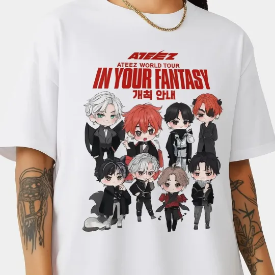 Discover ATEEZ in Your Fantasy Tour T-shirt – Kpop Chibi Cartoon Tee T-Shirt