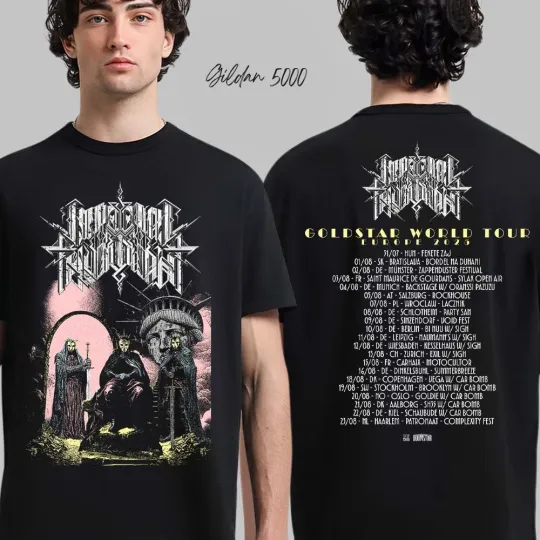 Discover Imperial Triumphant Goldstar World Tour Europe 2025 Merch With Tour Date T-Shirt