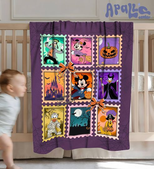 Discover Mickeyy And Friends Stamp Halloween Blanket,