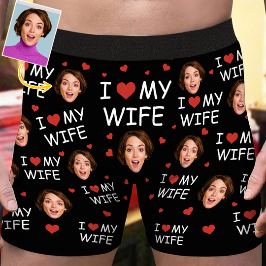Discover I Love My Wife - Personalized Photo Men's Boxer Briefs - Anniversary Gifts For Men, Husband, Him