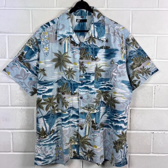 Discover Vintage Hawaii Shirt Cotton Short Sleeve with Crazy Pattern, 80s/90s