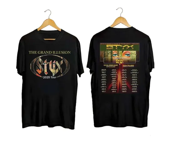 Discover Styxs 2025 Concert Band the Grand Illusion Tour 2025 T-shirt