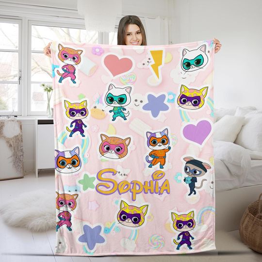 Discover Custom Super Kitties Blanket, Custom Super Kitties Blanket, Super Kittie Buddy Bitsy Ginny Sparks Hero Blanket, Disneyyland Kitties SK1W14