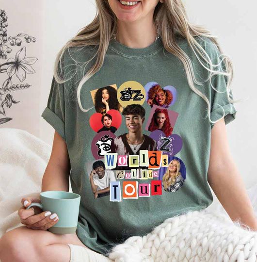 Discover Zombies Worlds Collide Tour Matching Shirt, Disneyyy The Rise Of Red Group Shirt