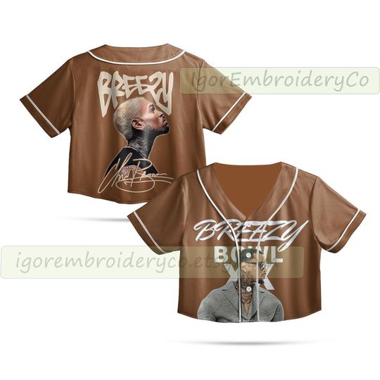 Discover Chris Brown Crop Top Baseball Jersey, Chris Brown Tour Jersey, Breezy Bowl XX 2025 Jersey