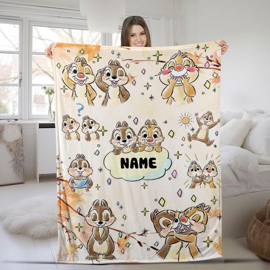 Discover Personalized Watercolor Disneyyy Chipp and Dalee Blanket/Double Trouble Sibling Blanket