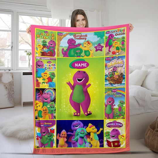 Discover Barney and Friends Custom Blanket/Barney the Dinosaur Blanket/Personalized Barney Gift/