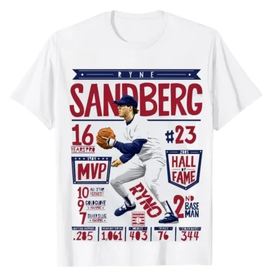 Discover Ryne Sandberg Stats Tribute Vintage Baseball Legend Unisex T-shirt