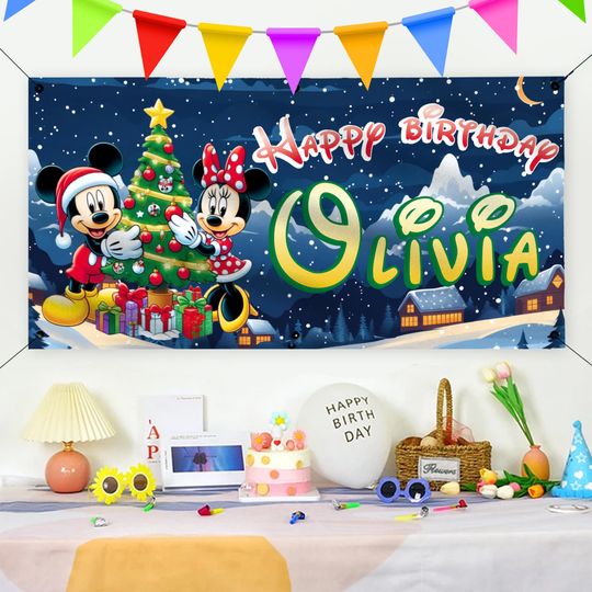 Discover Mickeyy Birthday party Decoration , Mickeyy and Friends Christmas Birthday Banner, Christmas Banner Decoration, Merry Christmas Decoration