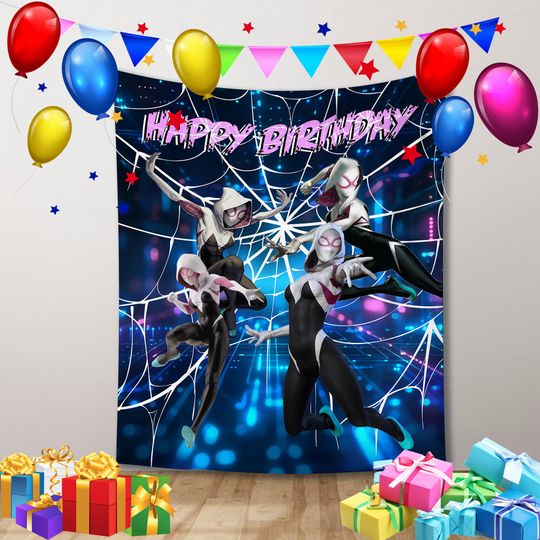 Discover Spider Gwen Happy Birthday, Spidey Backdrop Banner, Spidey Birthday Background Party Decoratian