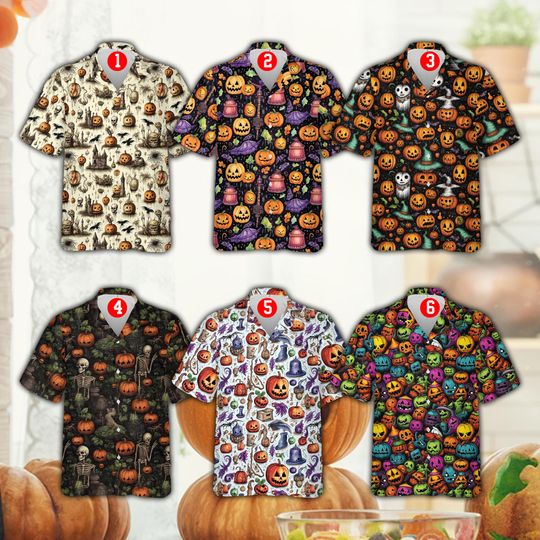 Discover Vintage Halloween Hawaiian Shirt F