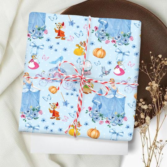 Discover Disneyyy Princess Floral Watercolor Cinde Gus Jaq Mouse Wraping Papper