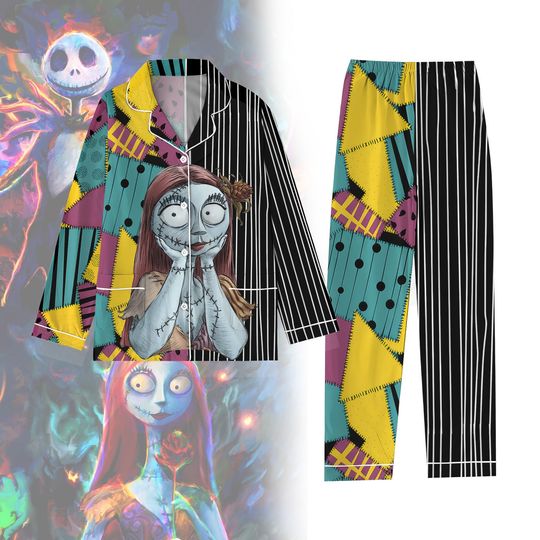 Discover Sally Nightmare Pajama Set, Halloween The Night Before Christmas Sleepwear, Disneyyy Spooky Pjs Set, Halloween Gift, Women Pajamas