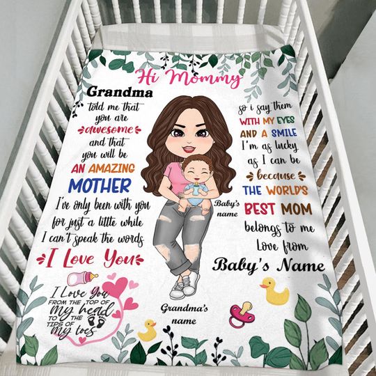 Discover Hi Mommy Grandma Told Me Personalized Blanket - New Mom Gift From Grandma And Baby