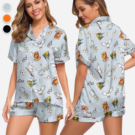 Discover Halloween Wizard Magic Pajama Set, Cute Owl Sleepwear, Witch Theme Homewear