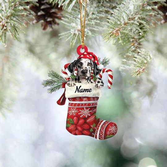 Discover Personalized Dalmatian Stocking Christmas Ornament