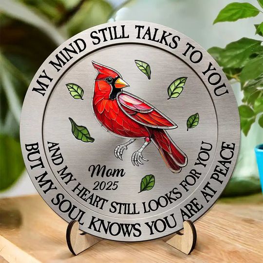 Discover Memorial My Mind Still Talks To You - Personalized 2-Layered Wooden Plaque