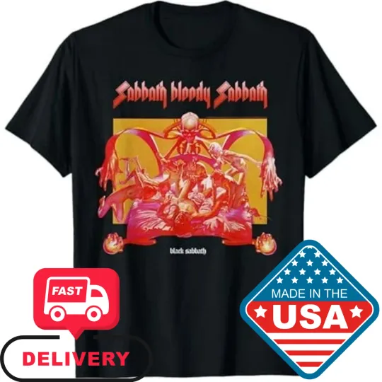 Discover Black Sabbath  T-Shirt Sabbath Bloody Sabbath Album Cover Bright Graphic