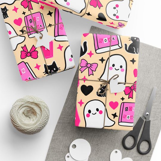 Discover Cute Ghost Pastel Halloween Wrapping Paper, Boo Book Ghosts