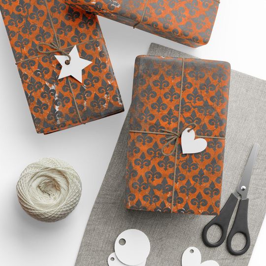 Discover Fleur-de-Lis Halloween Wrapping Paper O