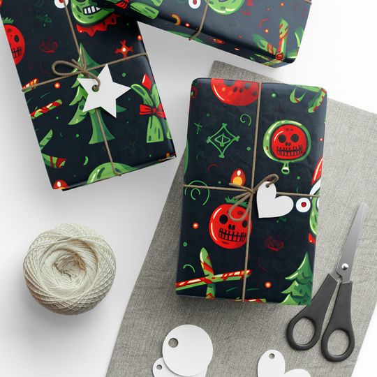 Discover Voodoo Style Christmas Wrapping Paper, Christmas Gift Wrap, Spooky Gift Wrap