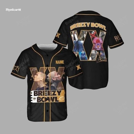 Discover Chris Brown Breezy Bowl Baseball Jersey, Personalized Breezy Bowl XX 2025 Shirt, Breezy Bowl Tour XX Shirt, Chris Brown Tour Shirt